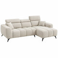 Crèmekleurige hoekbank met chaise longue rechts, bouclé bekleding – 280 x 165 cm