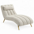 Gebogen chaise longue 160 x 76 x 88 cm in crèmekleurige bouclé met goudkleurige stalen poten