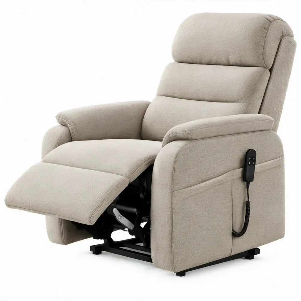 Elektrische relaxfauteuil beige polyester – 86 x 86 x 102 cm