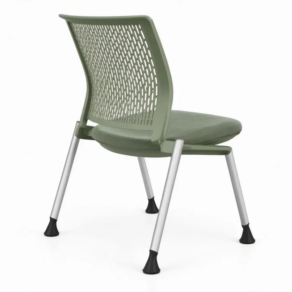 Groene vergaderstoel met vierpotig onderstel, 58 x 56 x 84 cm