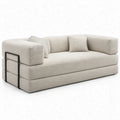 2-zitsbank 180 x 90 x 75 cm in gebroken wit bouclé met zwart stalen zijframe