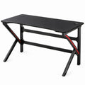 Gamingbureau 120 x 60 x 75 cm zwart met rode accenten, MDF en staal, met kabeldoorvoeren