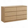 Ladekast met 6 laden, massief eikenhout, naturel eiken, 160 x 45 x 80 cm