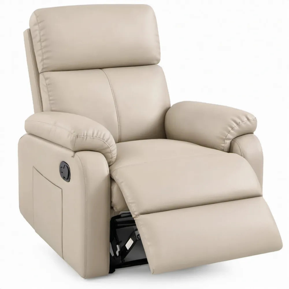 Elektrische relaxfauteuil van beige PU-kunstleer, 92 x 98 x 102 cm