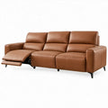 3-zits relaxbank met handmatige voetensteun, 210 x 92 x 100 cm, cognacbruin PU-kunstleer