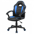 Gamingstoel van zwart en blauw PU-kunstleer met armleuningen en wielen, 64 x 64 x 110-120 cm