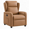 Cognacbruine relaxfauteuil van PU-kunstleer met handmatig verstelbare rugleuning en voetensteun, 85 x 92 x 104 cm