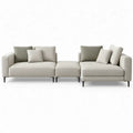 Modulaire 3-zitsbank met hocker, 300 x 100 x 85 cm, crèmewit/grijsbeige/zwart