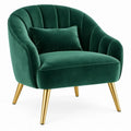 Fluwelen fauteuil donkergroen met goudkleurige stalen poten, 76 x 75 x 86 cm
